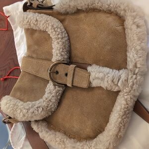 Vintage 2004 Coach Bag Suede with Shearling Trim Hard to Find